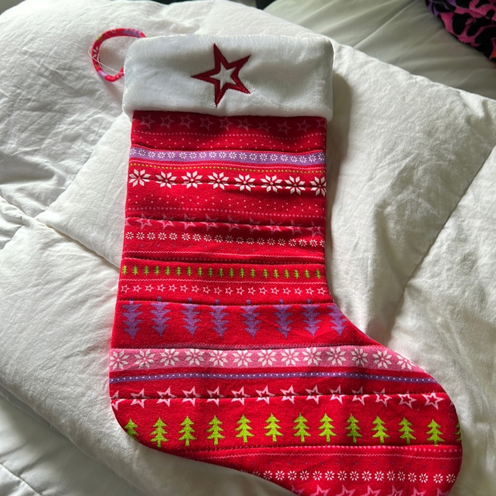 AG American Girl Christmas stocking new embroidered star fur and knit cute